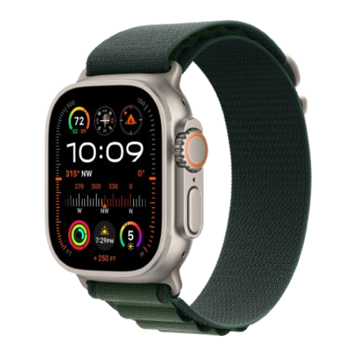 Watch Ultra 2 GPS + Cellular 49mm Natural Titan. Case w. Dark Green Alpine Loop - S (MYT33+MXMU3)