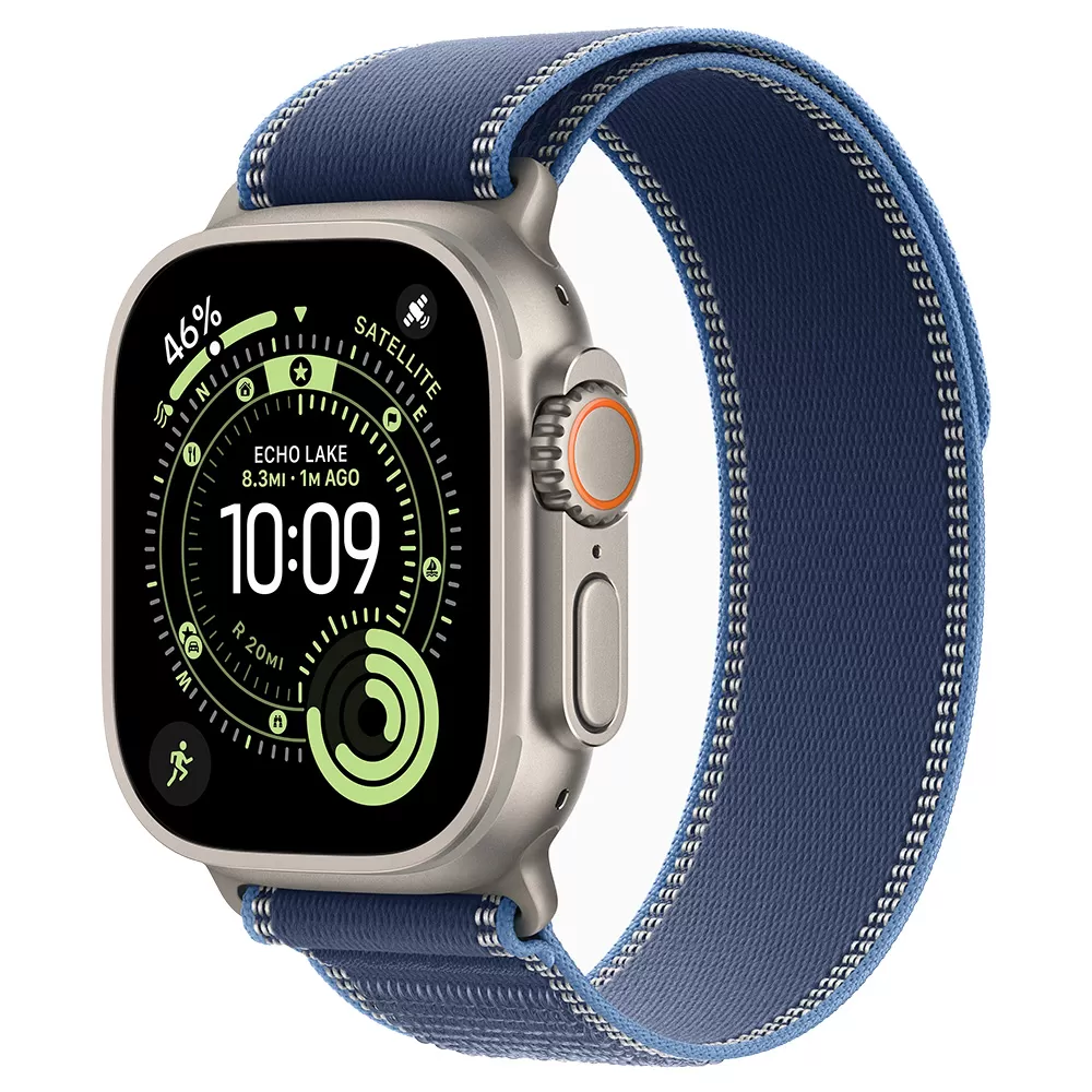 Apple Watch Ultra 3 GPS + Cellular 49mm Natural Tit. Case w. Blue/Bright Blue Trail Loop - M/L (MEWU4)