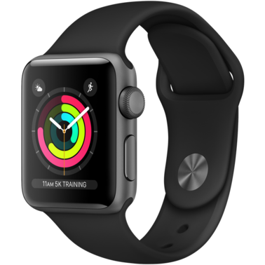 USED Apple Watch Series 3 GPS 42mm Space Gray with Black Sport Band (MTF32)