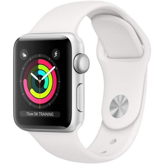 USED Apple Watch Series 3 GPS 42mm Silver Aluminium Case with White Sport Band (MTF22)