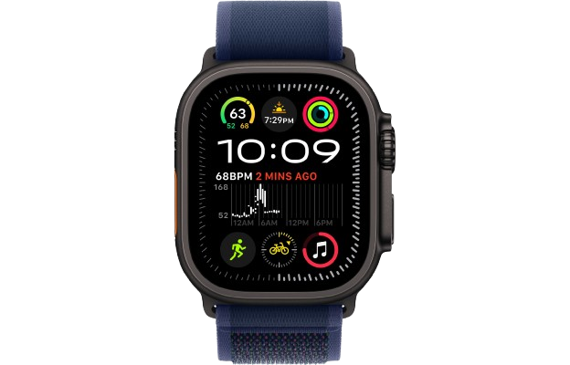 Watch Ultra 2 GPS + Cellular 49mm Black Titan. Case w. Blue Trail Loop - M/L (MYTJ3+MYQ83)