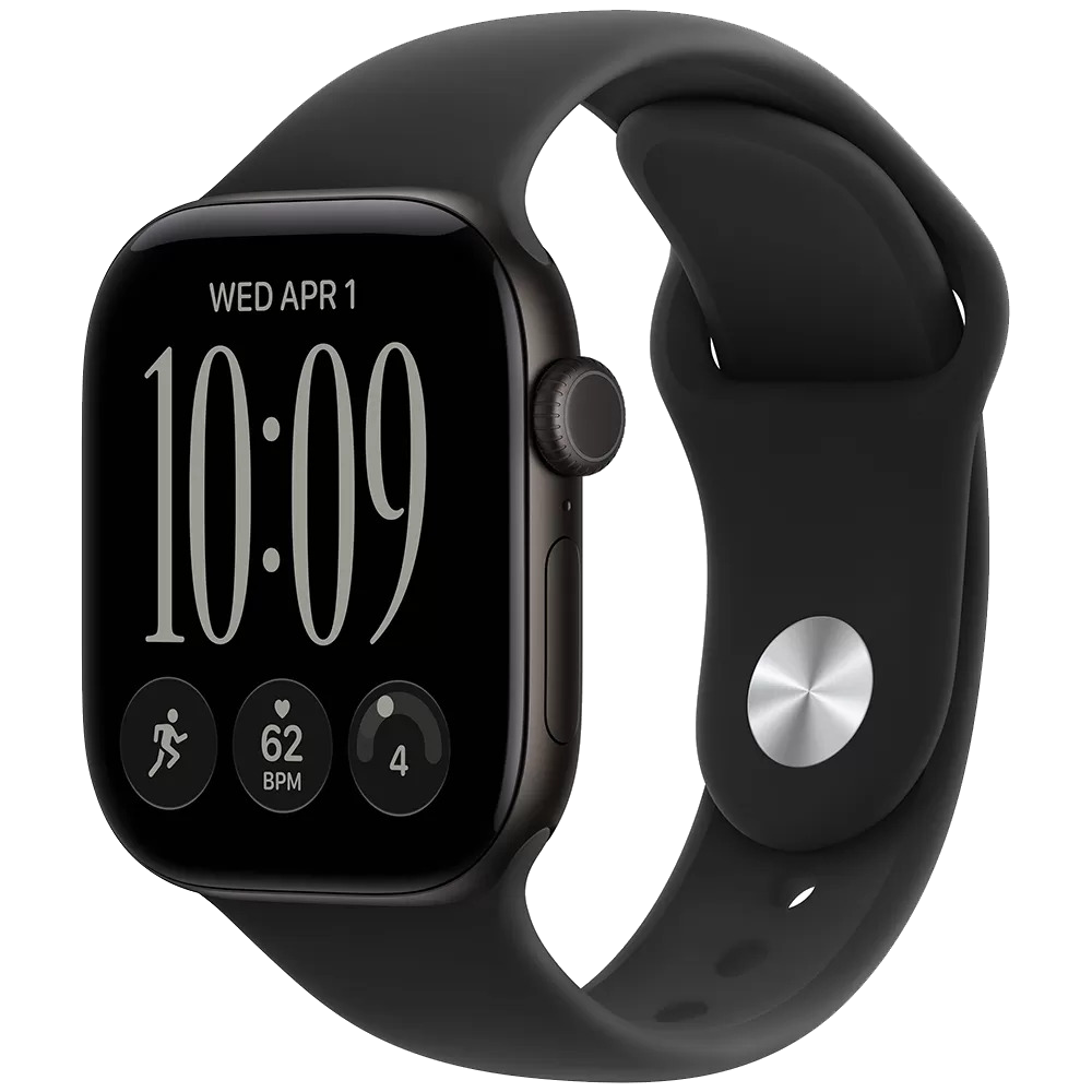 Apple Watch Series 12 GPS 46mm Black Aluminum Case with Black Sport Band S/M (MJEK4)