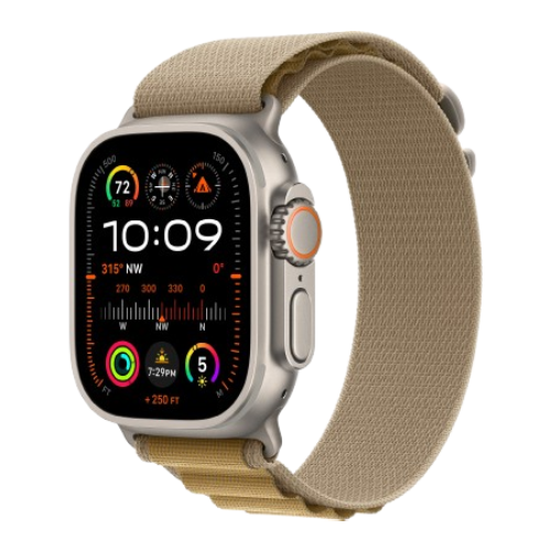 Watch Ultra 2 GPS + Cellular 49mm Natural Titan. Case w. Tan Alpine Loop - Small (MX4E3)