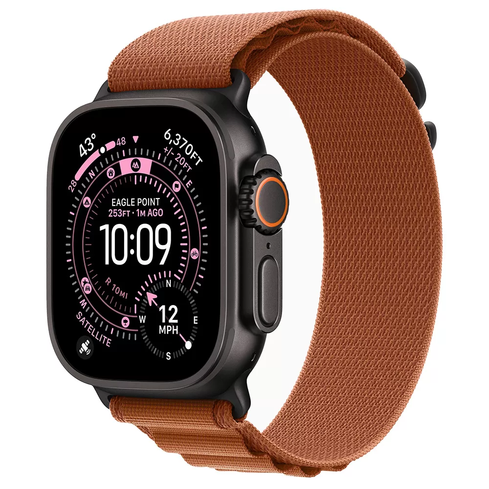 Apple Watch Ultra 3 GPS + Cellular 49mm Black Tit. Case w. Terra Cotta Alpine Loop - Large (MF254+MG9F4)