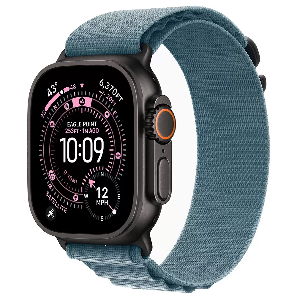 Apple Watch Ultra 3 GPS + Cellular 49mm Black Tit. Case w. Light Blue Alpine Loop - Small (MF254+MG9K4)