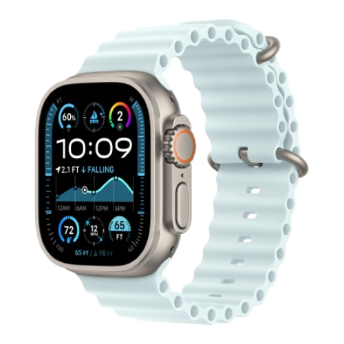 Watch Ultra 2 GPS + Cellular 49mm Natural Titanium Case w. Ice Blue Ocean Band (MYT03+MXTF3)