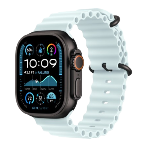 Watch Ultra 2 GPS + Cellular 49mm Black Titanium Case w. Ice Blue Ocean Band (MYTC3+MYP83)