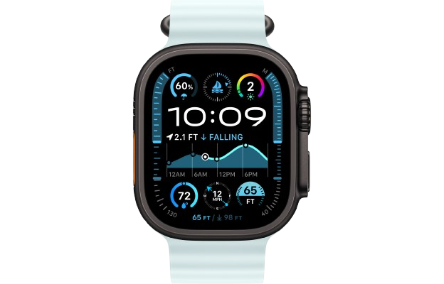 Watch Ultra 2 GPS + Cellular 49mm Black Titanium Case w. Ice Blue Ocean Band (MYTC3+MYP83)