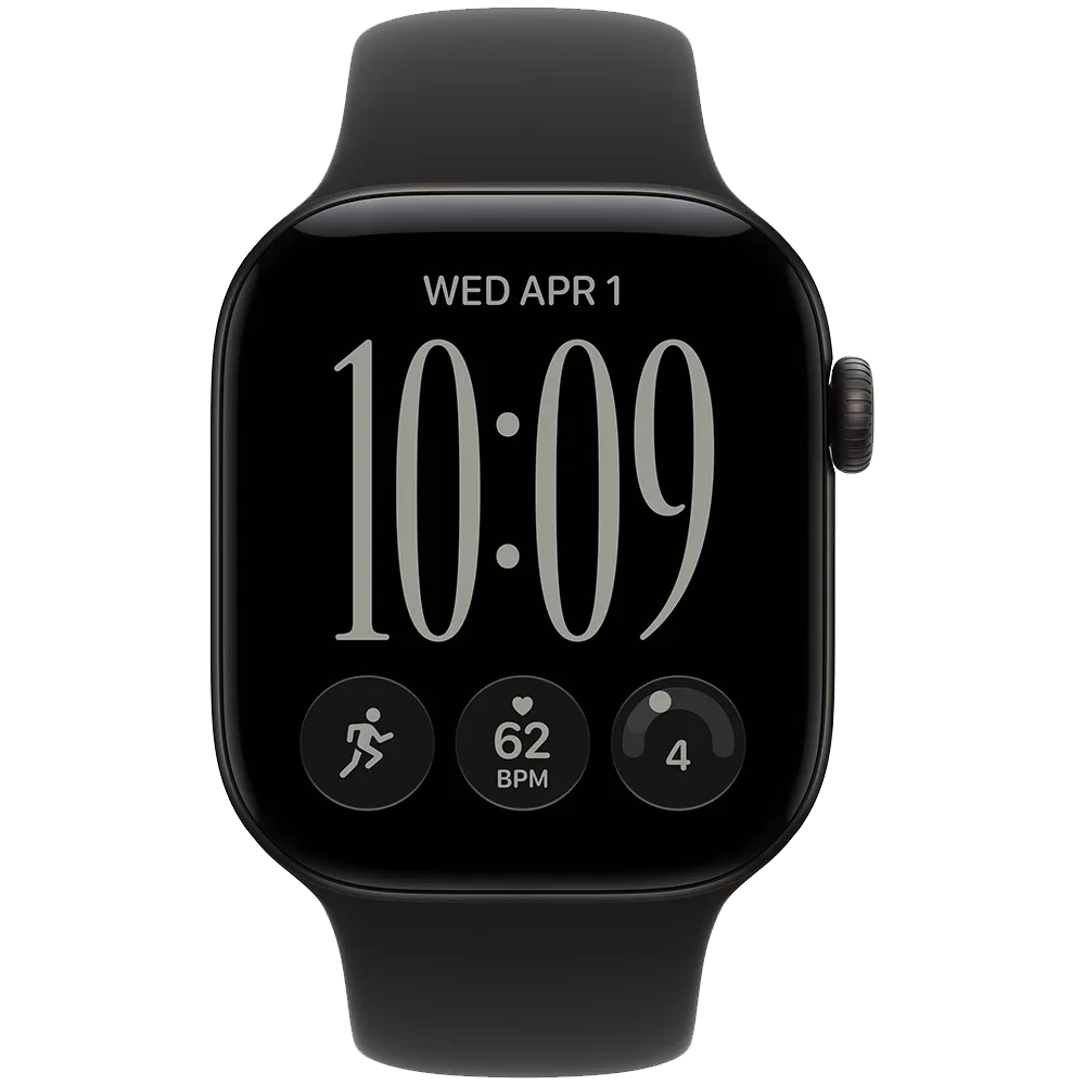 Apple Watch Series 12 GPS 46mm Black Aluminum Case with Black Sport Band M/L (MJEL4)