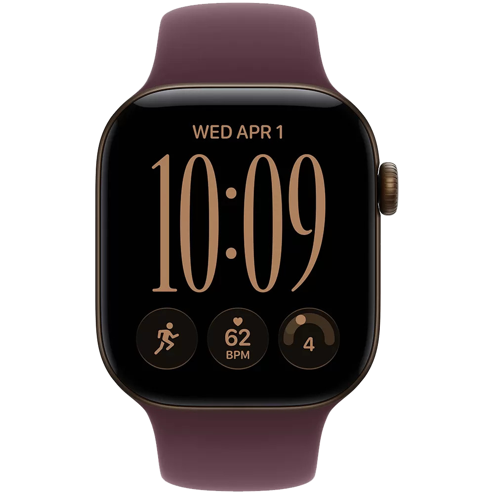 Apple Watch Series 12 GPS 42mm Dark Bronze Aluminum Case with Burgundy Sport Band S/M (MJUX4)