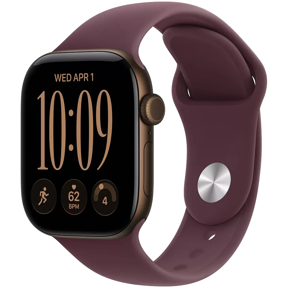 Apple Watch Series 12 GPS 42mm Dark Bronze Aluminum Case with Burgundy Sport Band S/M (MJUX4)