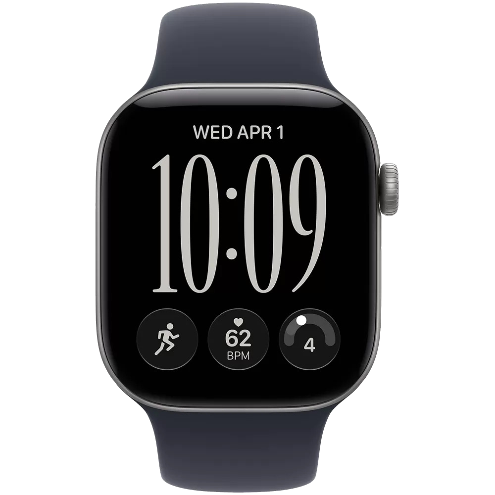 Apple Watch Series 12 GPS 46mm Space Gray Aluminum Case with Navy Blue Sport Band M/L (MJEJ4)